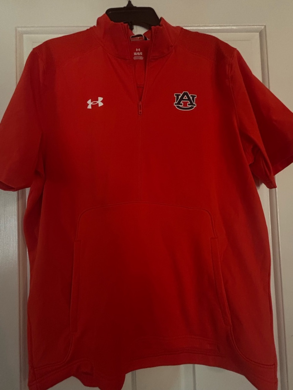 LG Short-Sleeve Quarter-Zip Polo in Orange with Auburn Logo